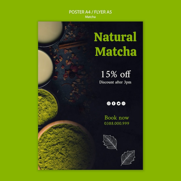 Download Free Psd Matcha Green Tea Flyer Template PSD Mockup Templates