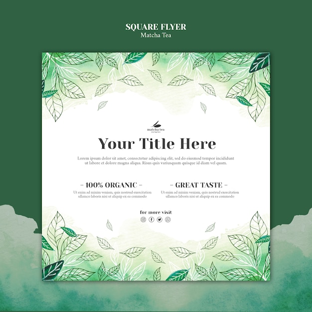 Download Matcha tea square flyer concept mock-up | Free PSD File