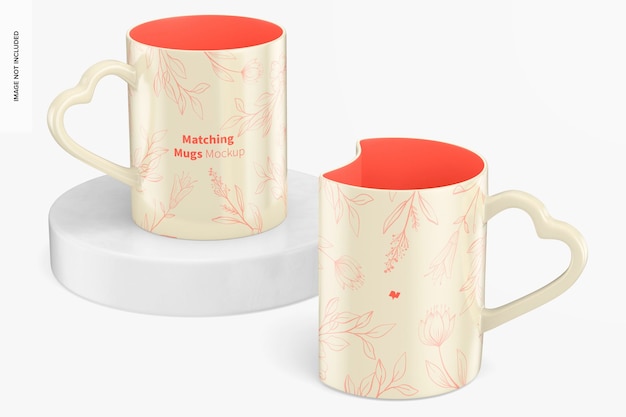 Download Free PSD | Matching mugs mockup, perspective