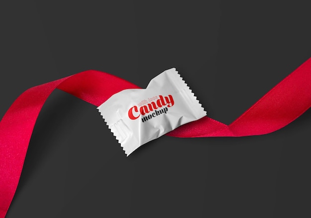 Download Premium Psd Matte Candy With Red Ribbon Mockup