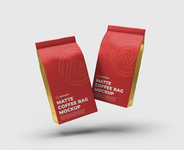 Download Premium Psd Matte Coffee Bag Float Mockup Float Front View