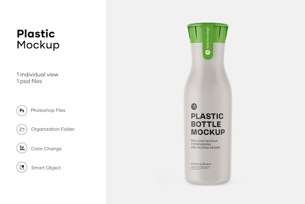 Download Premium Psd Matte Plastic Bottle With Sticker Mockup
