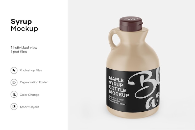 Download Premium Psd Matte Plastic Maple Syrup Bottle Mockup