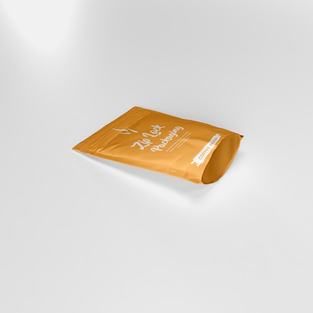 Download Premium PSD | Matte ziplock pouch coffee powder container side laying down mockup