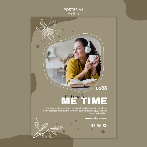 Free Psd Me Time Poster Template Concept