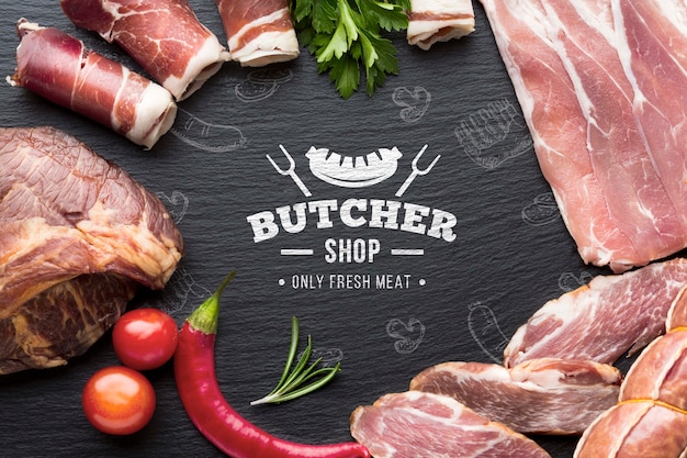 Download Free Psd Meat Products With Label Mock Up