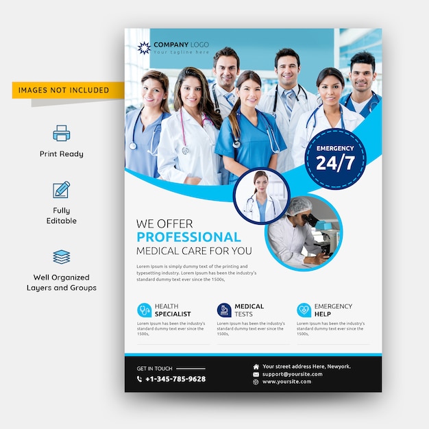Medical care and hospital flyer psd template Premium Psd