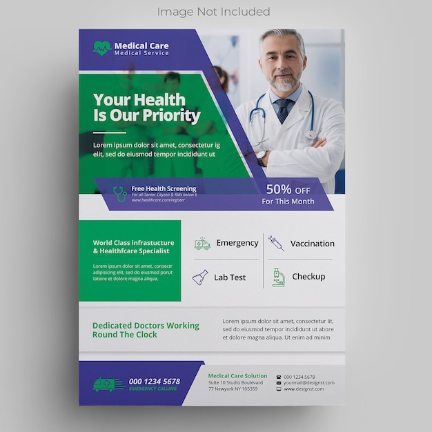 Medical flyer template Premium Psd