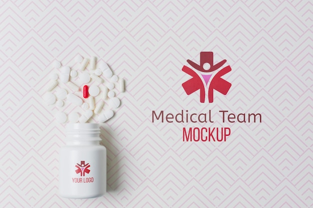 Download Medical pill box brand with mock-up background | Free PSD File