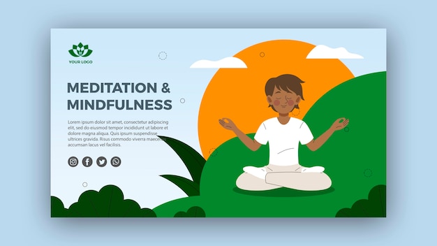 Meditation and mindfulness banner template | Free PSD File