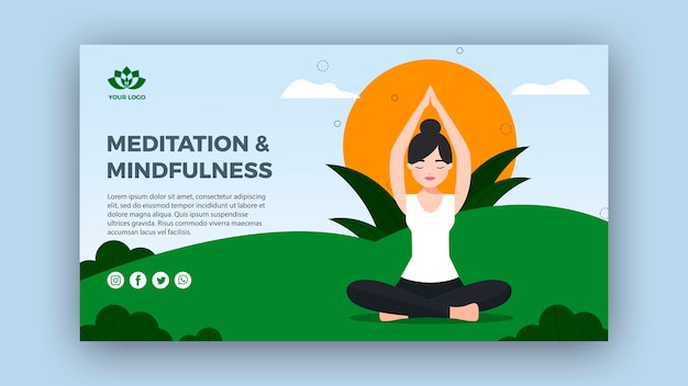 Free PSD | Meditation and mindfulness banner template