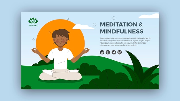 Free PSD | Meditation and mindfulness banner template