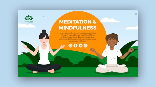 Free PSD | Meditation and mindfulness banner template