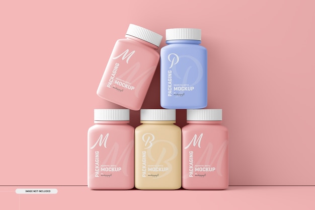 Download Free PSD | Medium square pill supplement bottle mockup