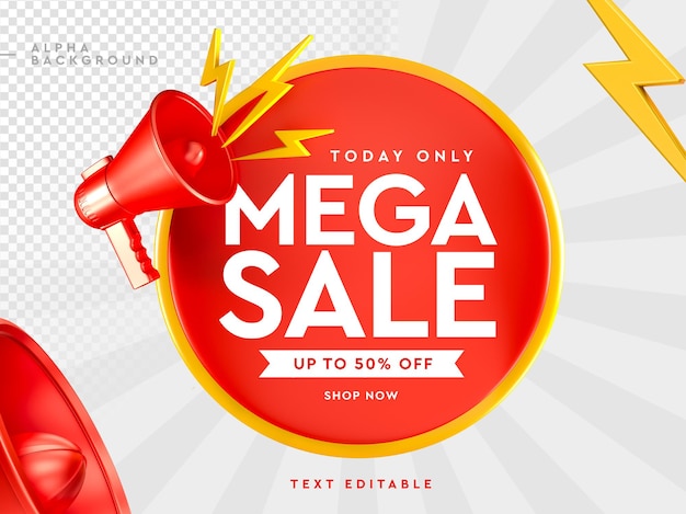 Download Premium PSD | Megaphone with 3d rays mockup isolated