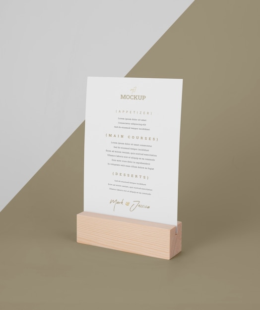 Download Free PSD | Menu mock-up with wooden stand