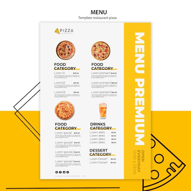 Download Menu template for pizza restaurant | Free PSD File