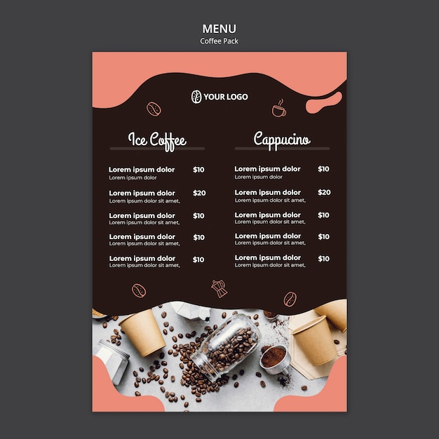 Download Free Psd Menu Template With Coffee Design PSD Mockup Templates