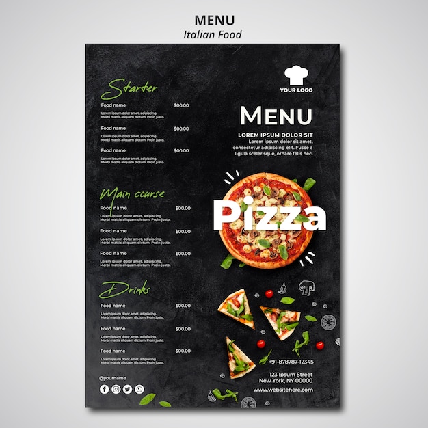 Free PSD | Menu for traditional italian food restaurant