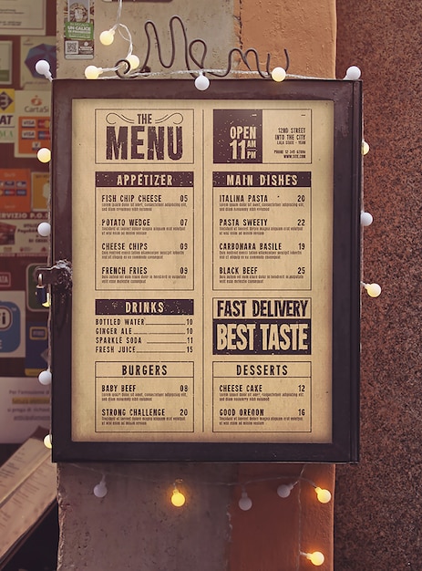 Download Menu vertical mockup PSD file | Premium Download