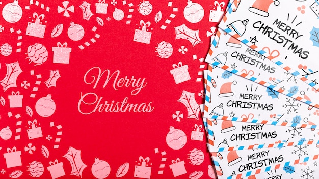Free Psd Merry Christmas Business Card With Doodles Template