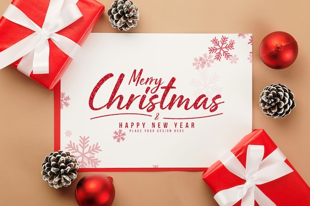 Premium PSD | Merry christmas greeting card mockup with ...