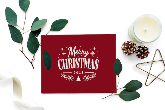 Download Free Psd Merry Christmas Greeting Card Mockup PSD Mockup Templates