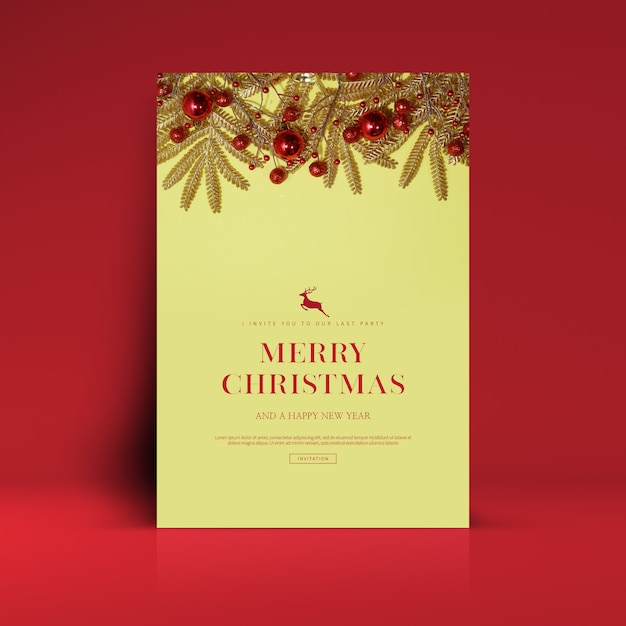 merry christmas and happy new year greeting card template