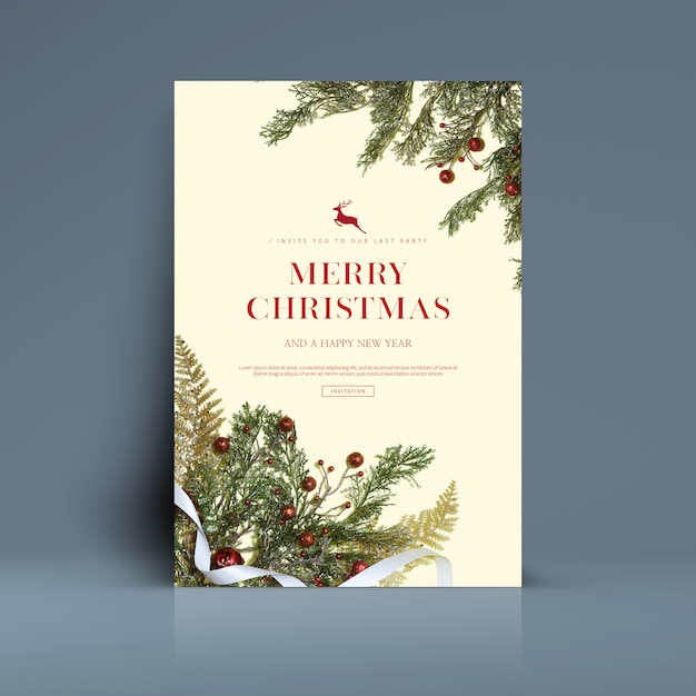 Premium PSD | Merry christmas and happy new year greeting card template