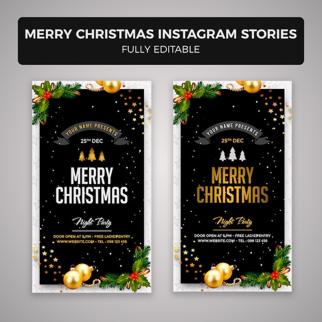 Merry christmas instagram stories banner design Premium Psd