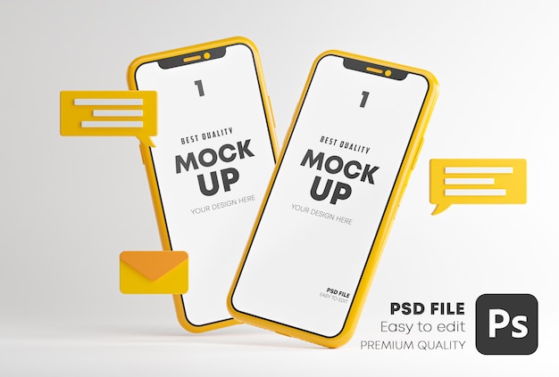 Download Premium PSD | Messaging conversation app concept of mockup social media in 3d rendering