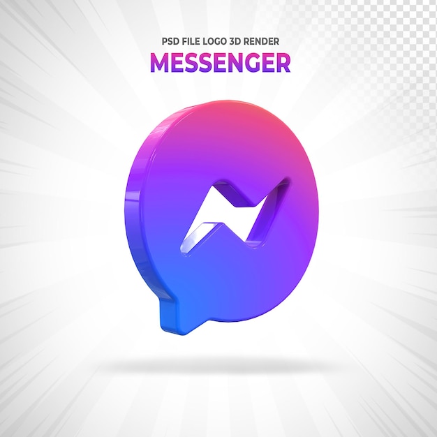 Premium PSD | Messenger logo sosial media 3d