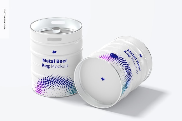 Premium Psd Metal Beer Kegs Mockup