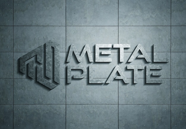 Download Premium PSD | Metal logo on plate mockup