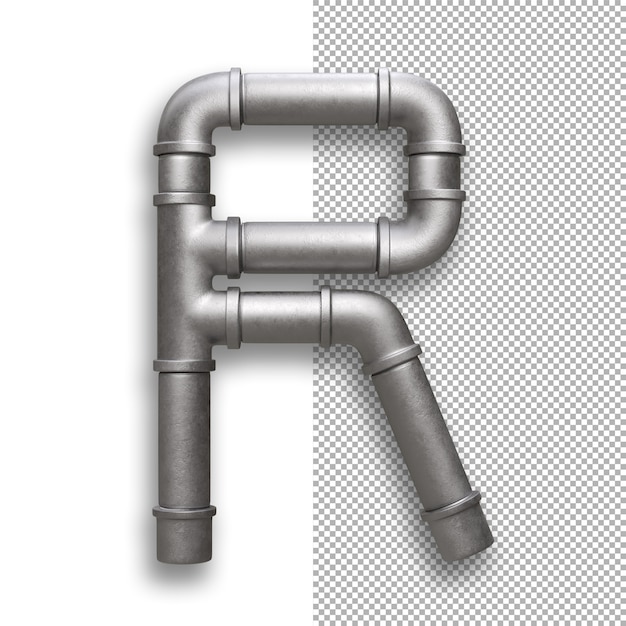 Metal pipe, alphabet r Premium Psd