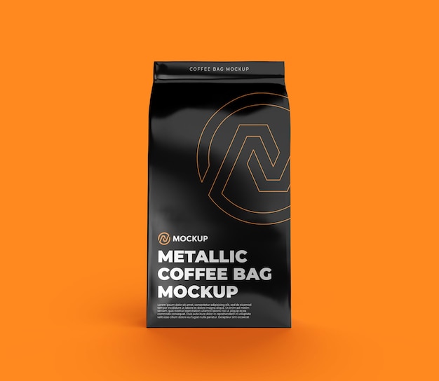 Download Premium PSD | Metallic coffee bag mockup front view