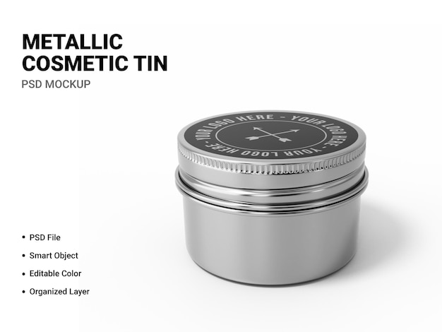 Download Premium PSD | Metallic cosmetic tin mockup rendering