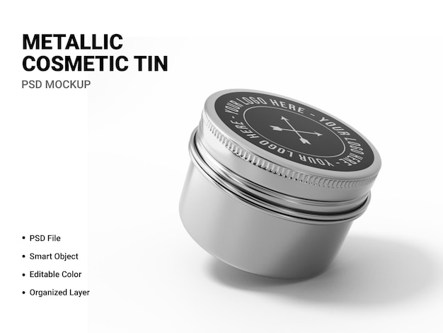 Download Premium PSD | Metallic cosmetic tin mockup rendering