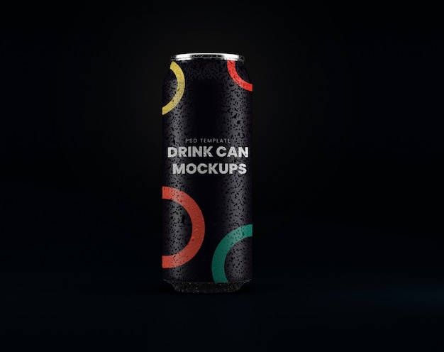 Download Premium Psd Metallic Drink Can With Condensation Mockup