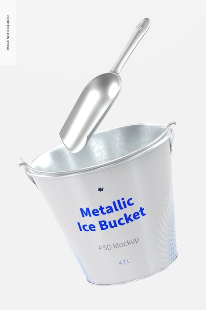 Download Free Psd Metallic Ice Bucket Mockup Floating