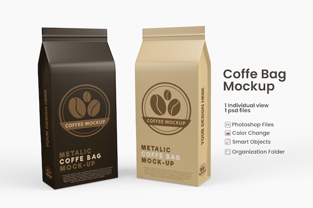 Download Premium Psd Metallic Paper Coffee Bag Mockup