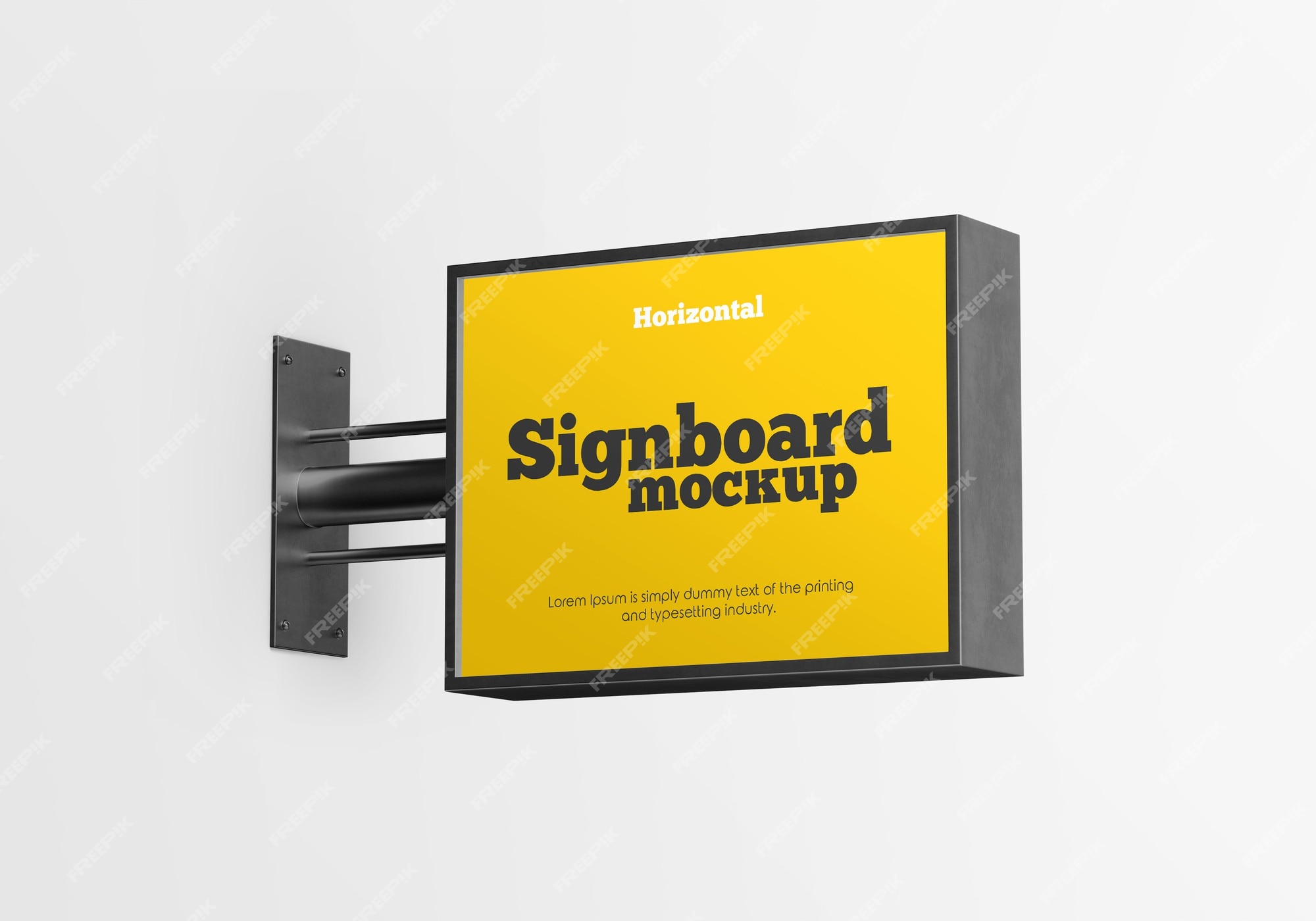 Premium PSD | Metallic rectangular signboard mockup