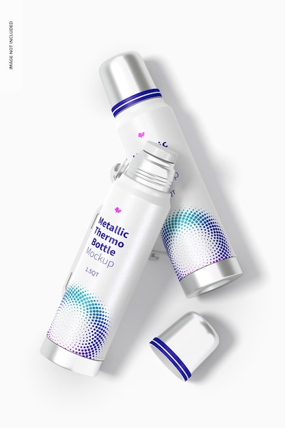 Download Premium Psd Metallic Thermo Bottles Mockup Top View