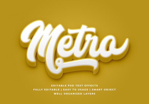 Metro 3d text style effect Premium Psd