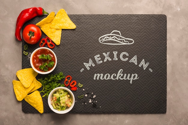 Download Free PSD | Mexican restaurant placemat mockup with ingredients on top