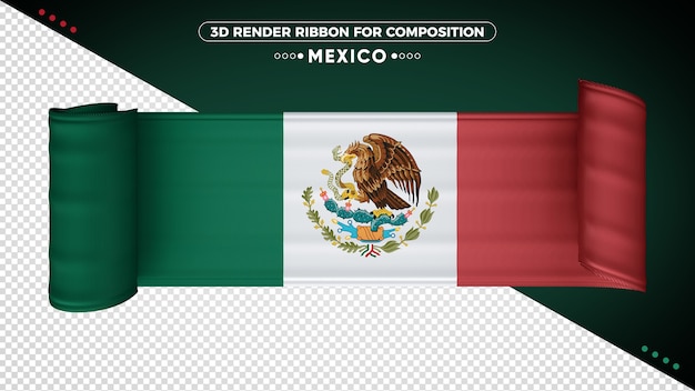 Premium PSD Mexico 3d Flag Ribbon For Composition