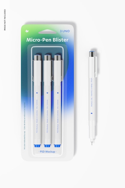 Download Free PSD | Micro-pen blister mockup, top view
