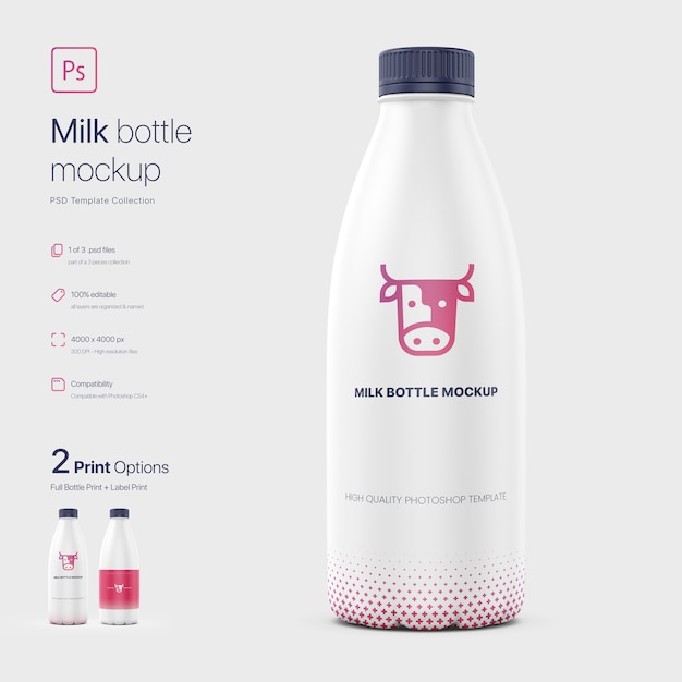 Download Premium PSD | Milk bottle mockup