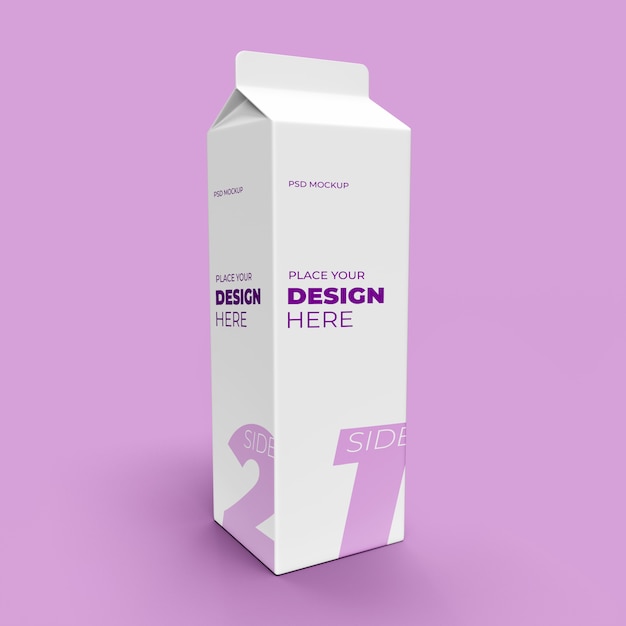 Premium PSD | Milk carton packaging mockup