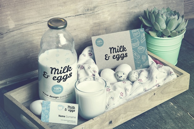 Download Milk & eggs farm branding material mockup | Premium PSD File